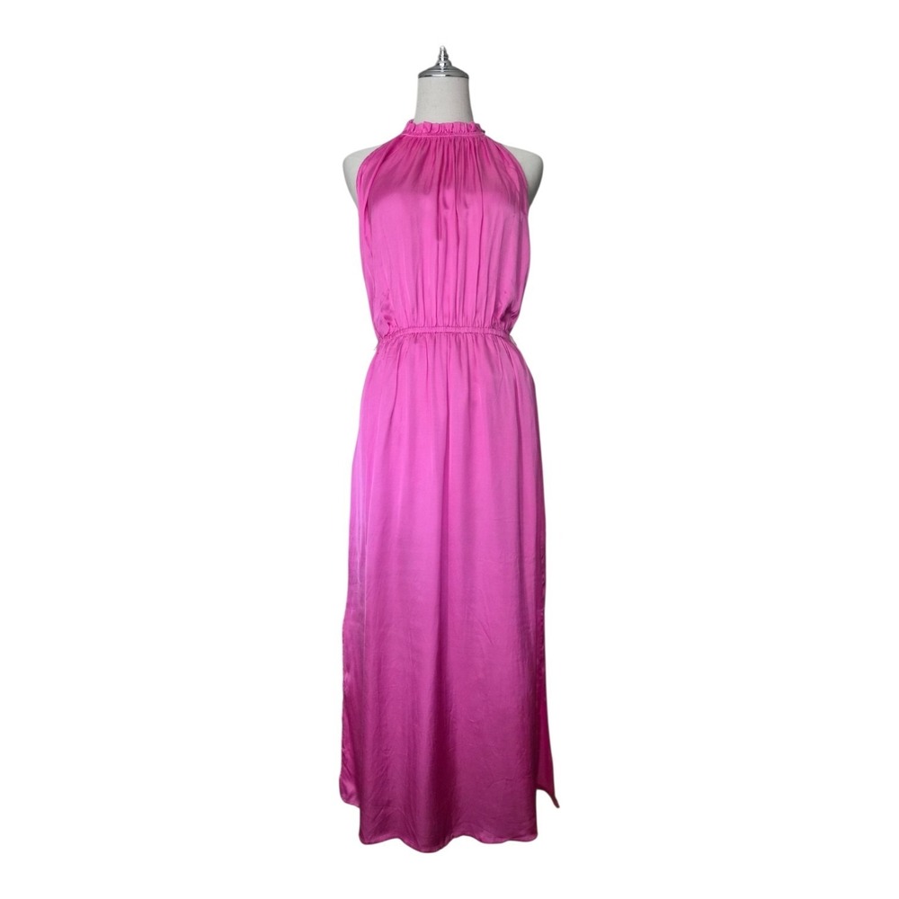 Lucy‎ Paris Pink Halter Maxi Dress Size M Sleeveless Elastic Waist Lined NWT